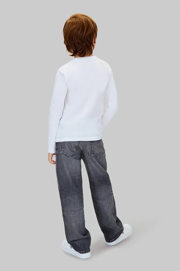 Παιδικό βαμβακερό μακρυμάνικο Calvin Klein Jeans λευκό IU0IU00717.128.170.9BYA