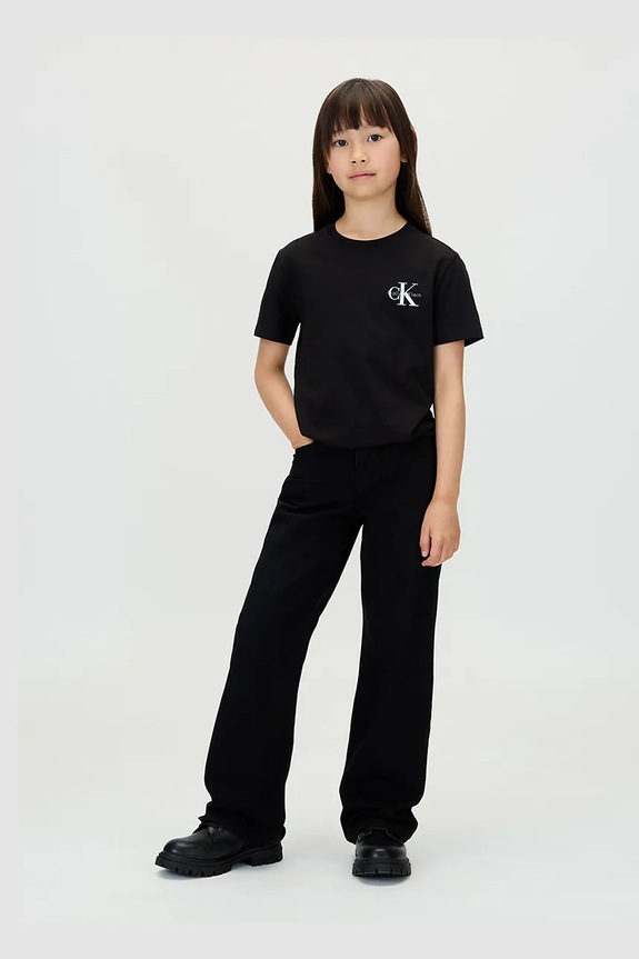 Djevojčice Dječja pamučna majica kratkih rukava Calvin Klein Jeans IU0IU00719.104.116.9BYA crna