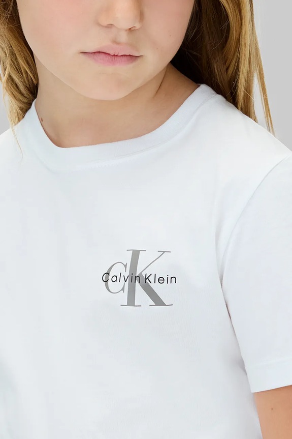 Παιδικό βαμβακερό μπλουζάκι Calvin Klein Jeans IU0IU00719.128.170.9BYA λευκό