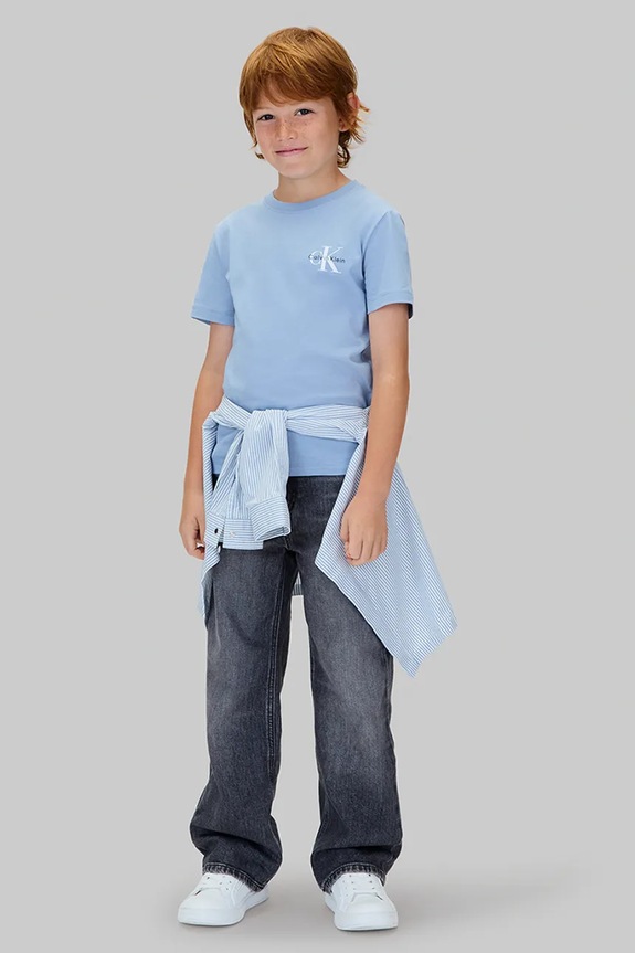 Παιδικό βαμβακερό μπλουζάκι Calvin Klein Jeans μπλε IU0IU00719.128.170.9BYA