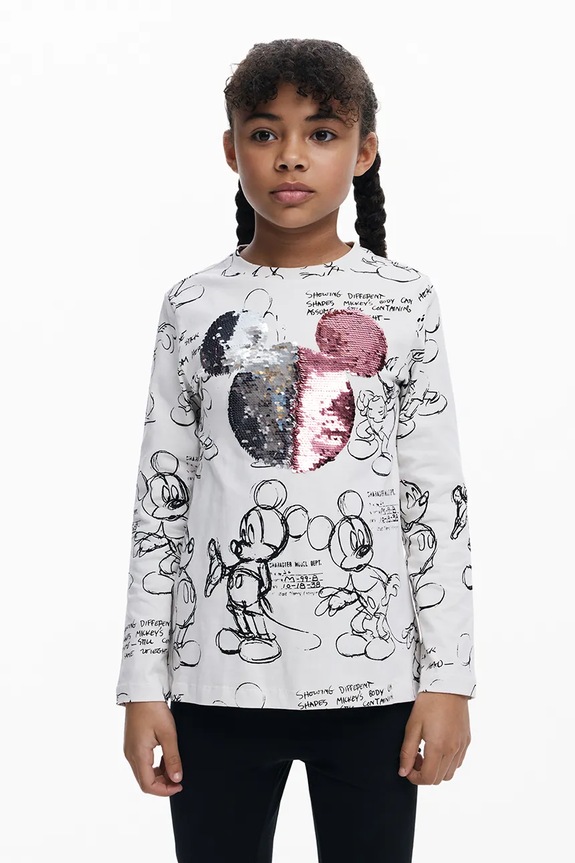 Desigual longsleeve bawełniany dziecięcy nadruk biały 25WGTK25