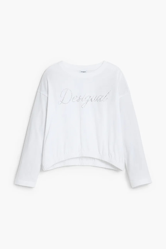 Дитячий бавовняний лонгслів Desigual 25WGTK26 білий AW25