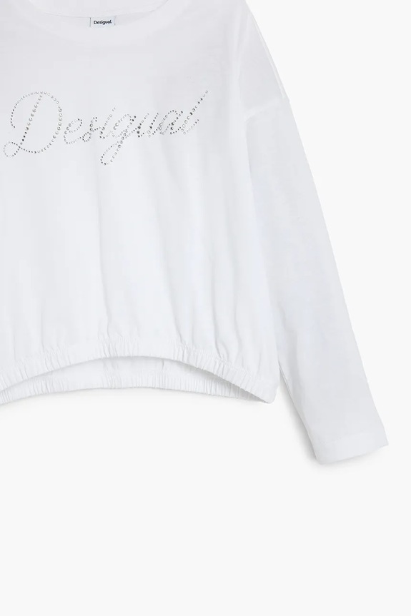 Дитячий бавовняний лонгслів Desigual білий 25WGTK26