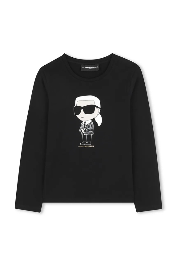 Detské tričko s dlhým rukávom Karl Lagerfeld s elastanom čierna Z30938.86.108