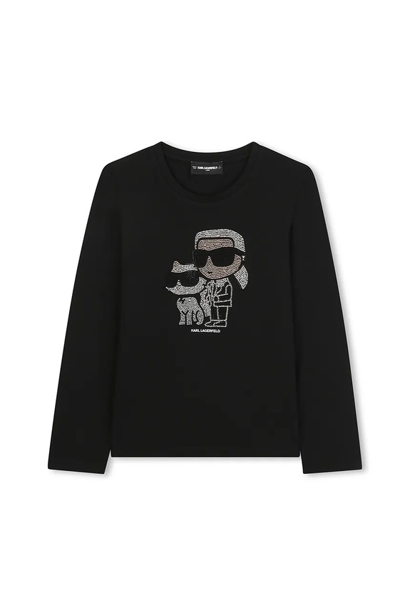 Detské tričko s dlhým rukávom Karl Lagerfeld s elastanom čierna Z30940.156.162