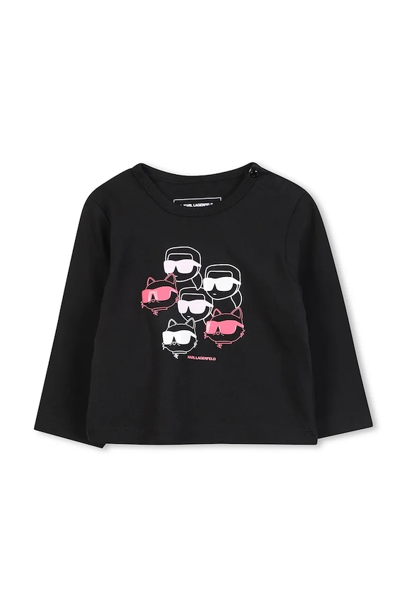 Karl Lagerfeld longsleeve din bumbac pentru copii print negru Z30962