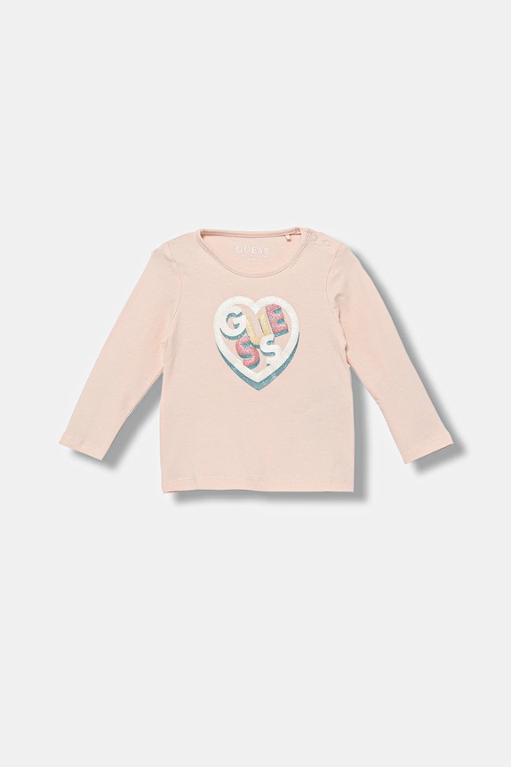 Guess longsleeve niemowlęcy bawełna różowy A5BI03.J1314.9BYA