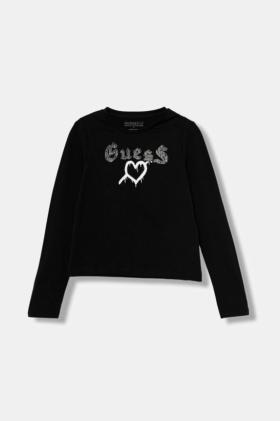 Guess longsleeve dziecięcy z elastanem czarny J5BI09.J1314.9BYA