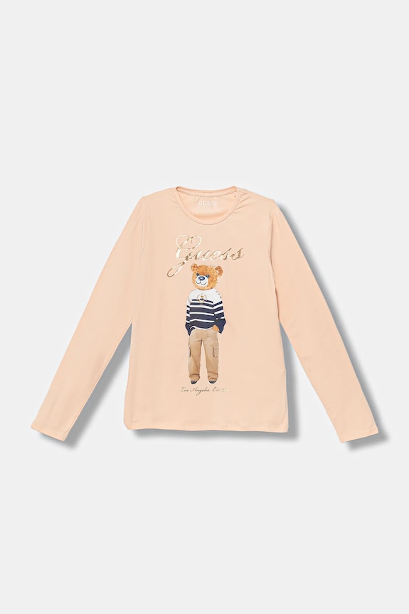 Dječja majica dugih rukava Guess print narančasta J5BI16.J1314.9BYA