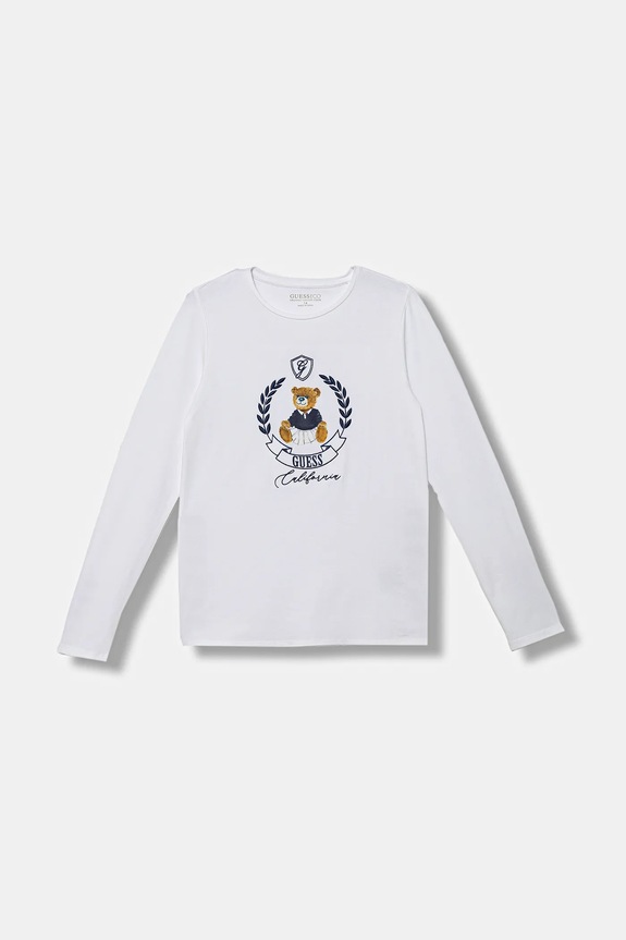 Detské tričko s dlhým rukávom Guess nášivka biela J5BI26.J1314.9BYA