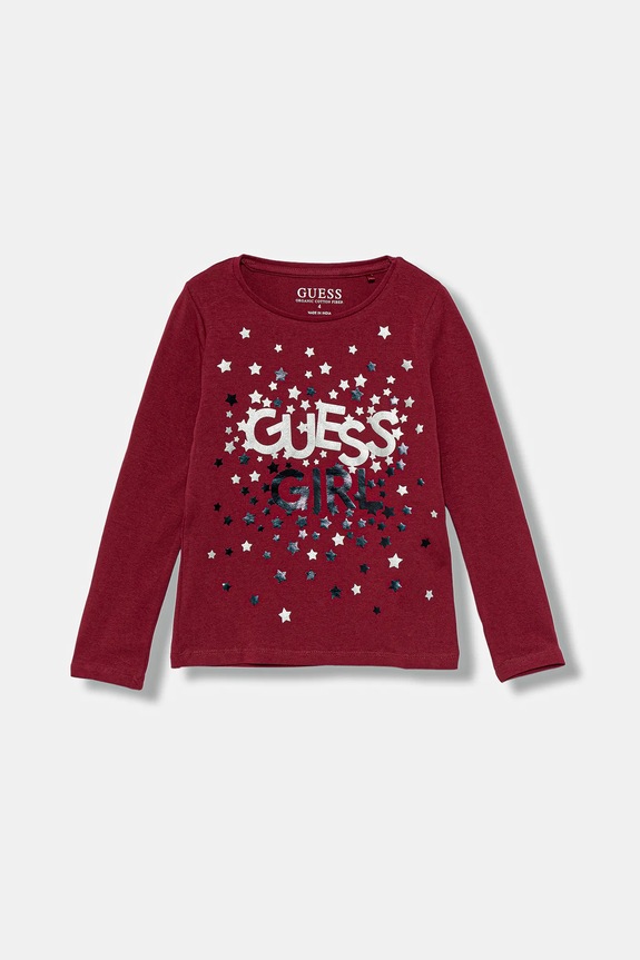 Otroška dolga majica Guess Z elastanom bordo K5BI00.J1314.9BYA