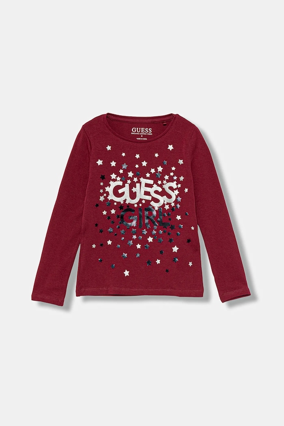 Otroška dolga majica Guess Z elastanom bordo K5BI00.J1314.9BYA