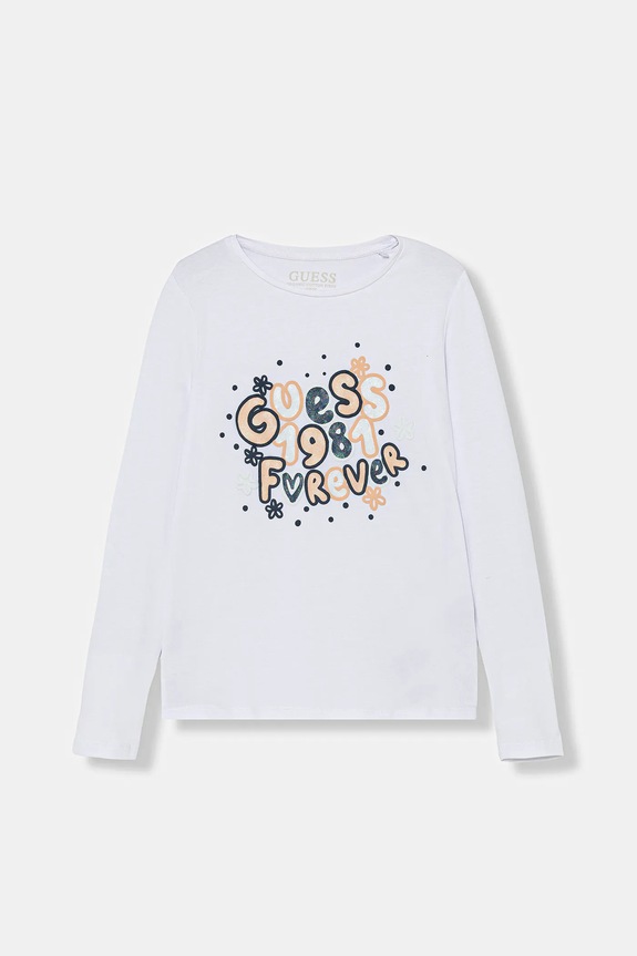 Хлопковый детский лонгслив Guess хлопок белый K5BI09.J1314.9BYA