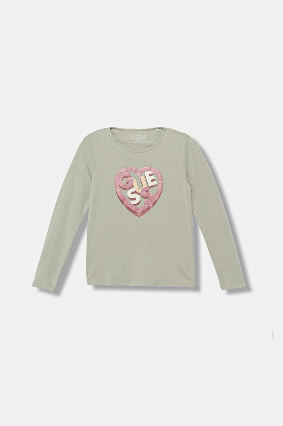 Guess longsleeve dziecięcy z elastanem zielony K5BI12.J1314.9BYA