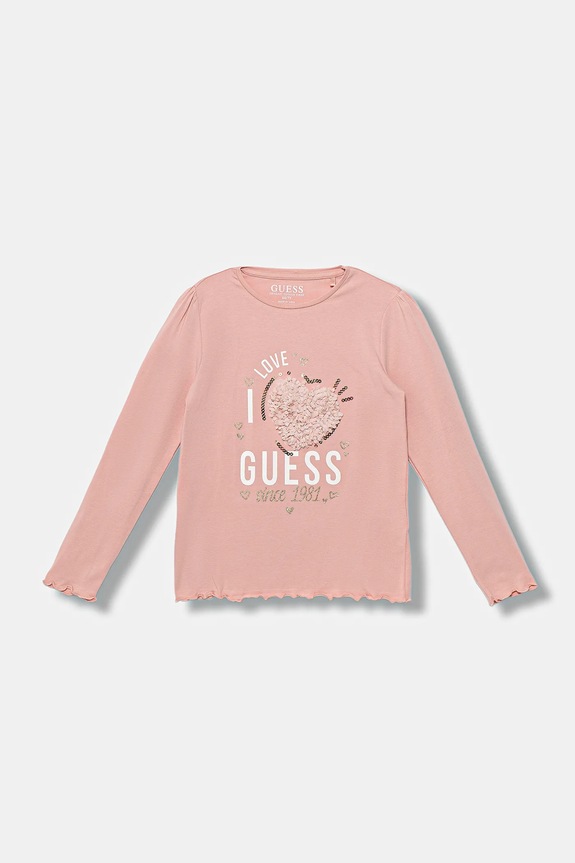 Dječja majica dugih rukava Guess Planet friendly roza K5BI14.J1314.9BYA