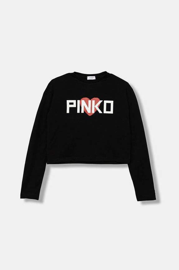 Detské tričko s dlhým rukávom Pinko okrúhly čierna KFTS029.C.JE013