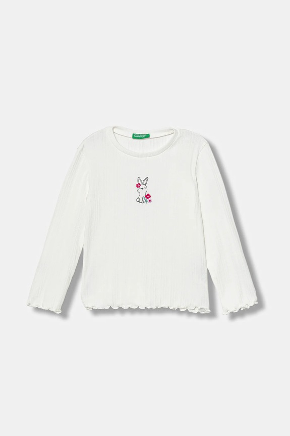 Παιδικό μακρυμάνικο United Colors of Benetton απλικέ λευκό 3KIEG10KK.P.seasonal