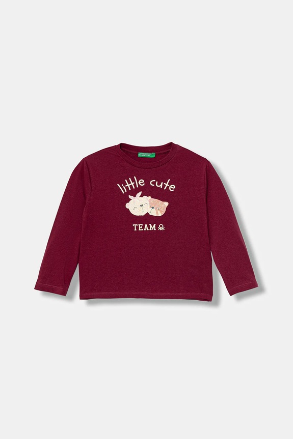 Dječja pamučna majica dugih rukava United Colors of Benetton pamuk bordo 35RYG10K7.P.seasonal