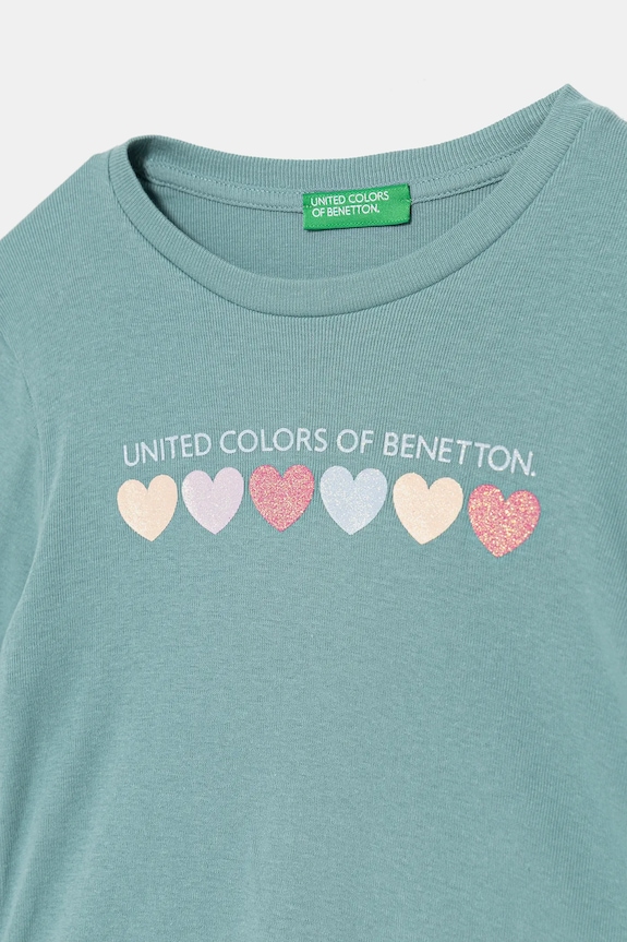 Djevojčice Dječja pamučna majica dugih rukava United Colors of Benetton 3I9WG10JS.P.seasonal tirkizna