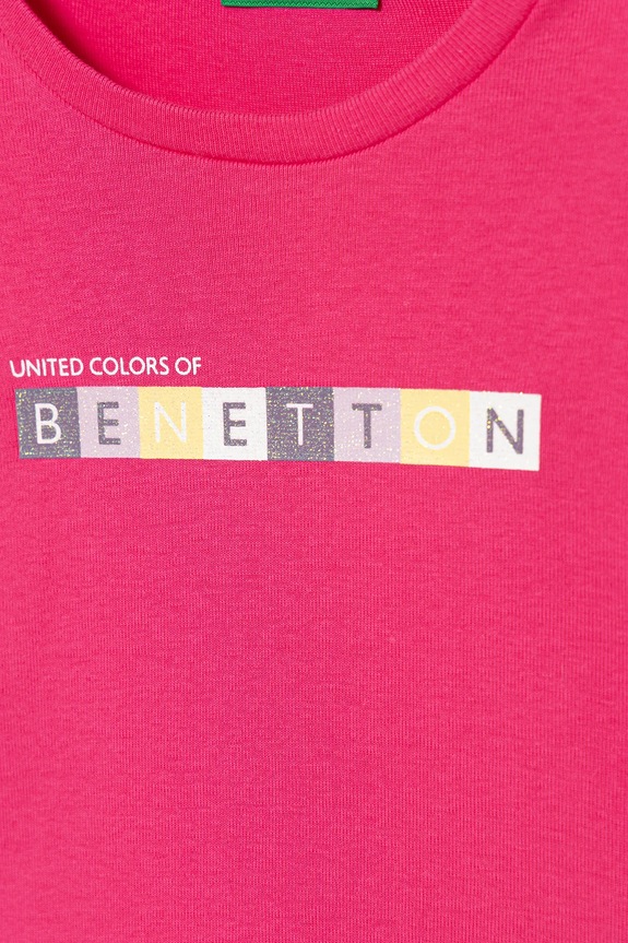 Deklice Otroška bombažna majica z dolgimi rokavi United Colors of Benetton 3I9WG10JS.P.seasonal roza