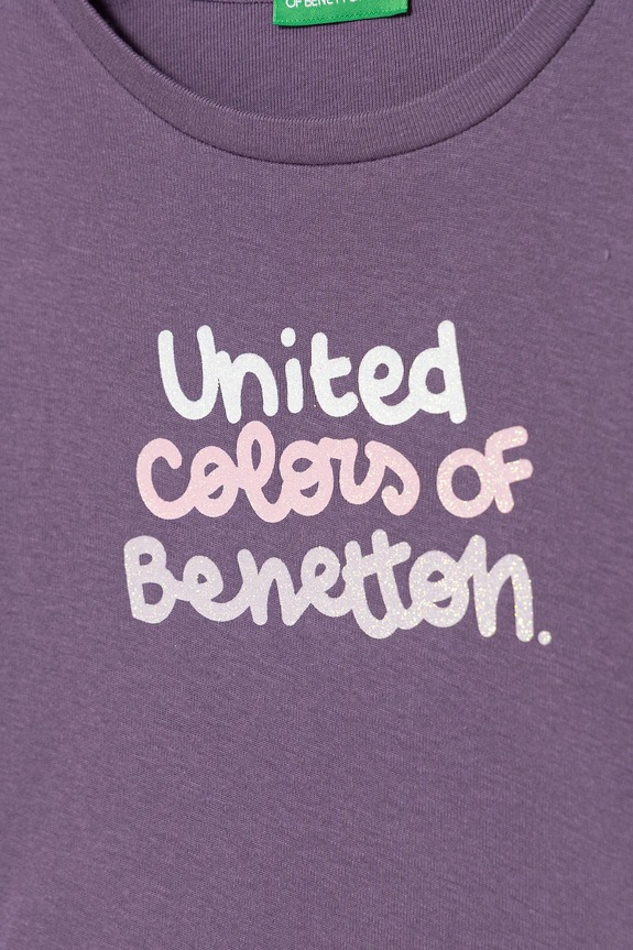 Deklice Otroška bombažna majica z dolgimi rokavi United Colors of Benetton 3I9WG10JS.P.seasonal vijolična