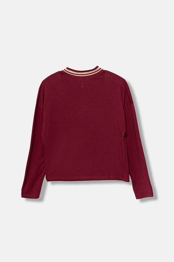 United Colors of Benetton gyerek pamut hosszú ujjú felső 3I1XC400E.G.seasonal burgundia AW25