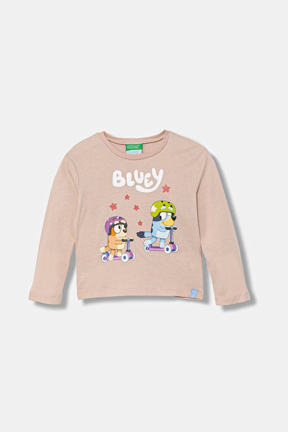 Otroška bombažna majica z dolgimi rokavi United Colors of Benetton Okrogel roza 3I1XG10KI.P.seasonal