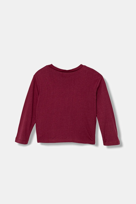 Otroška bombažna majica z dolgimi rokavi United Colors of Benetton 3I1XG10KI.P.seasonal bordo AW25