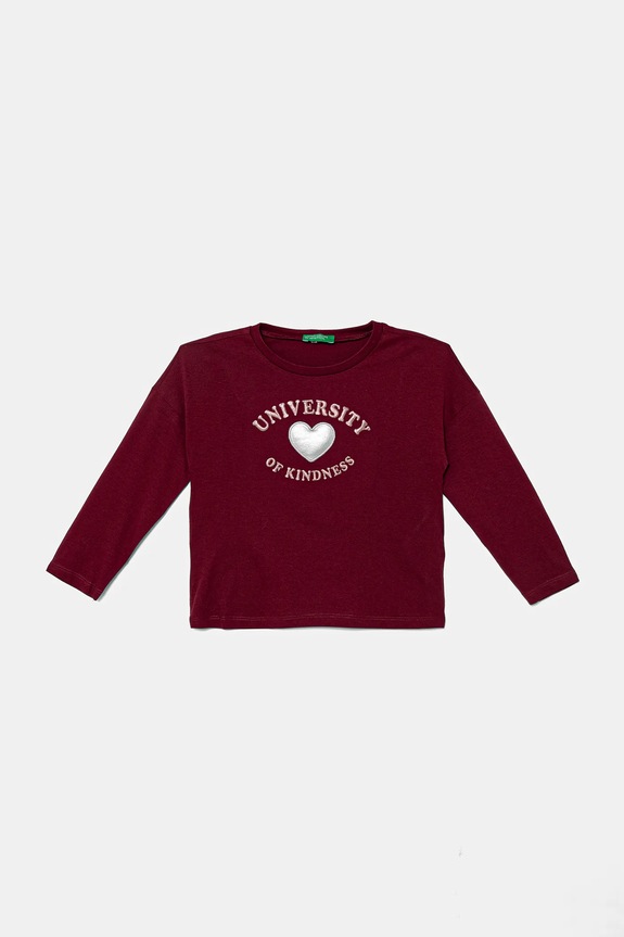 Detská bavlnená košeľa s dlhým rukávom United Colors of Benetton okrúhly burgundské 3I1XG10KL.P.seasonal