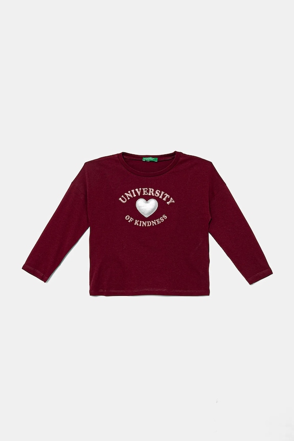 Detská bavlnená košeľa s dlhým rukávom United Colors of Benetton okrúhly burgundské 3I1XG10KL.P.seasonal