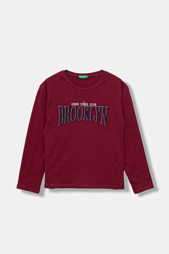 Дитячий бавовняний лонгслів United Colors of Benetton бавовна бордо 3JERC10QM.G.seasonal