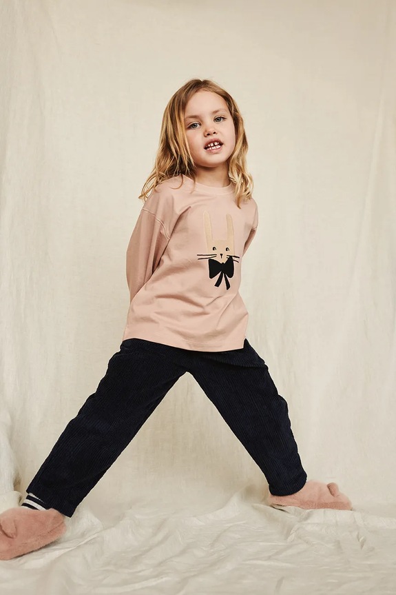 Liewood longsleeve bawełniany dziecięcy Apia Placement Longsleeve T-shirt nadruk różowy LW20675.G.9BYA
