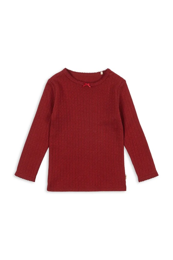 Konges Sløjd longsleeve bawełniany dziecięcy MINNIE BLOUSE GOTS bawełna czerwony KS104372.9BYA