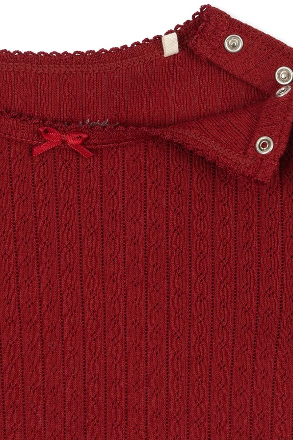 Dziewczynka Konges Sløjd longsleeve bawełniany dziecięcy MINNIE BLOUSE GOTS KS104372.9BYA czerwony