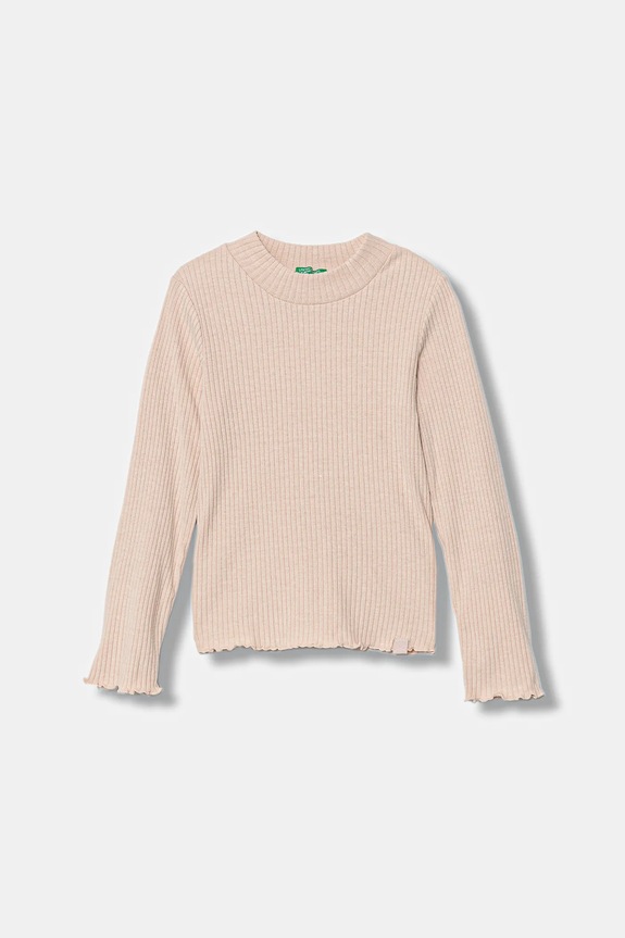 Dječja majica dugih rukava United Colors of Benetton bez uzorka roza 381PG10LB.P.Seasonal