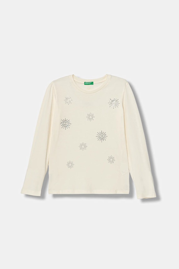 Detská bavlnená košeľa s dlhým rukávom United Colors of Benetton bavlna béžová 3ATNC10RF.G.Seasonal
