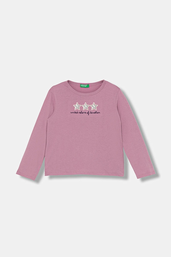 Detská bavlnená košeľa s dlhým rukávom United Colors of Benetton bavlna ružová 3ATNG10KZ.P.Seasonal