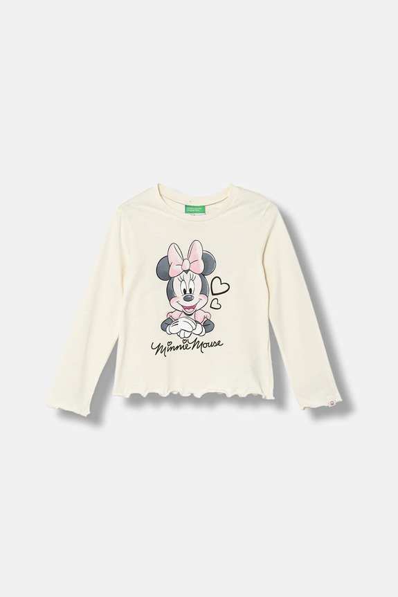 Дитячий бавовняний лонгслів United Colors of Benetton бавовна бежевий 3ATNG10L2.P.Seasonal