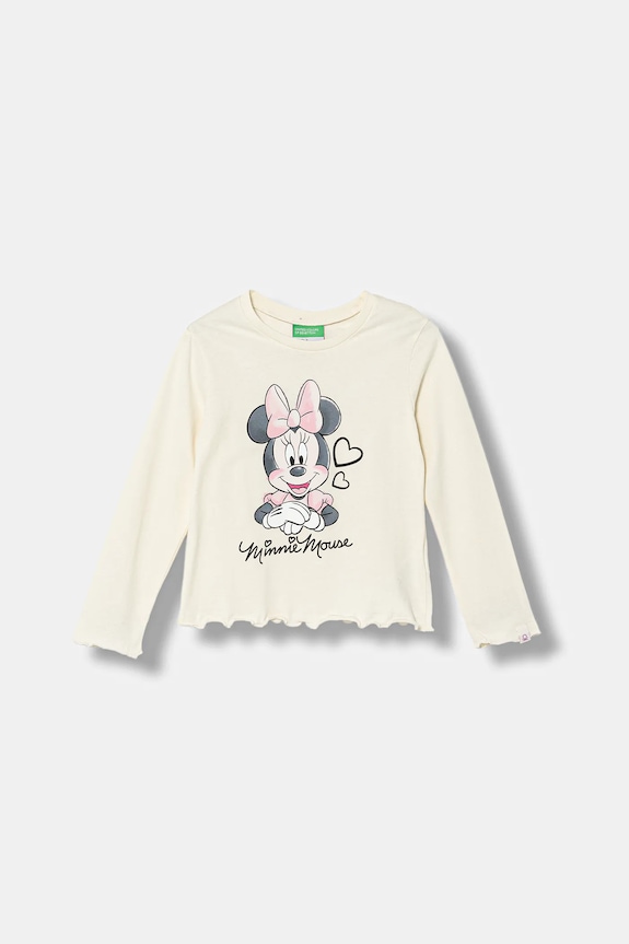 Дитячий бавовняний лонгслів United Colors of Benetton бавовна бежевий 3ATNG10L2.P.Seasonal