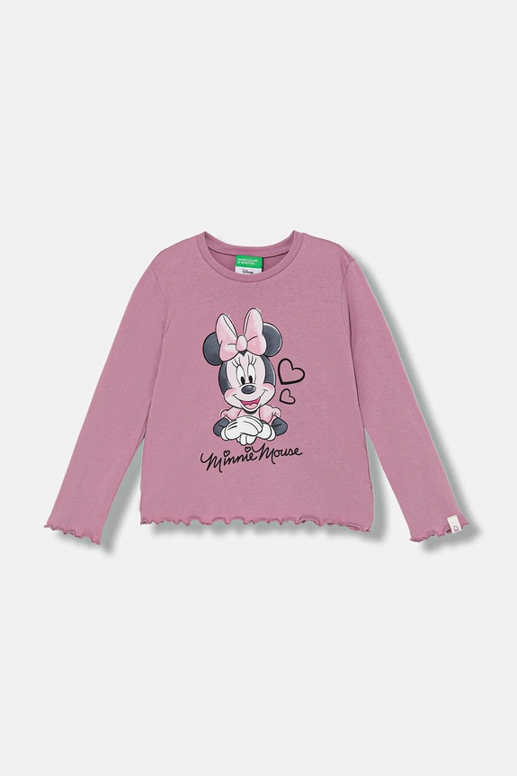 Дитячий бавовняний лонгслів United Colors of Benetton бавовна рожевий 3ATNG10L2.P.Seasonal