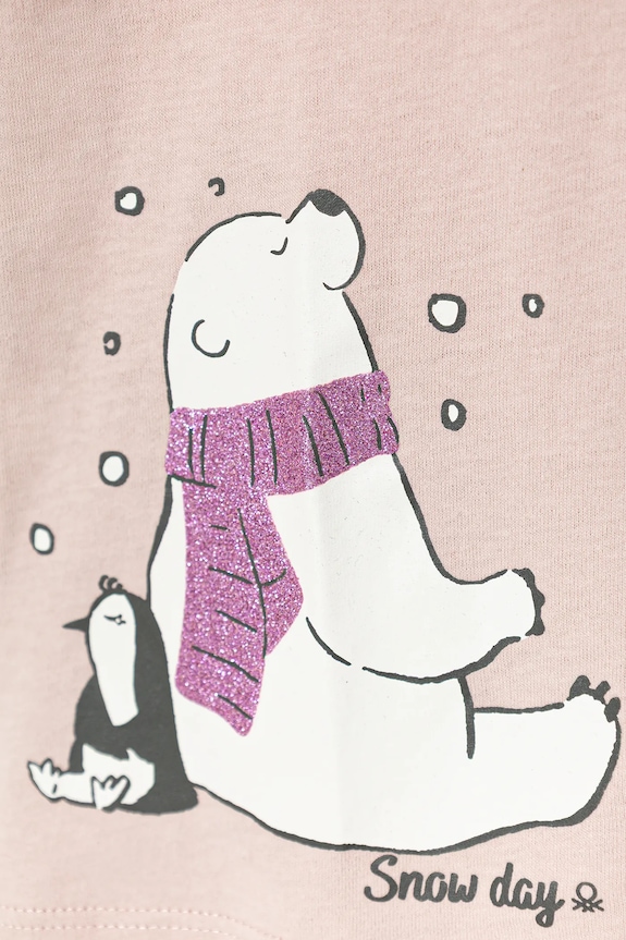 Deklice Otroška bombažna majica z dolgimi rokavi United Colors of Benetton 3ATNG10L7.P.Seasonal roza