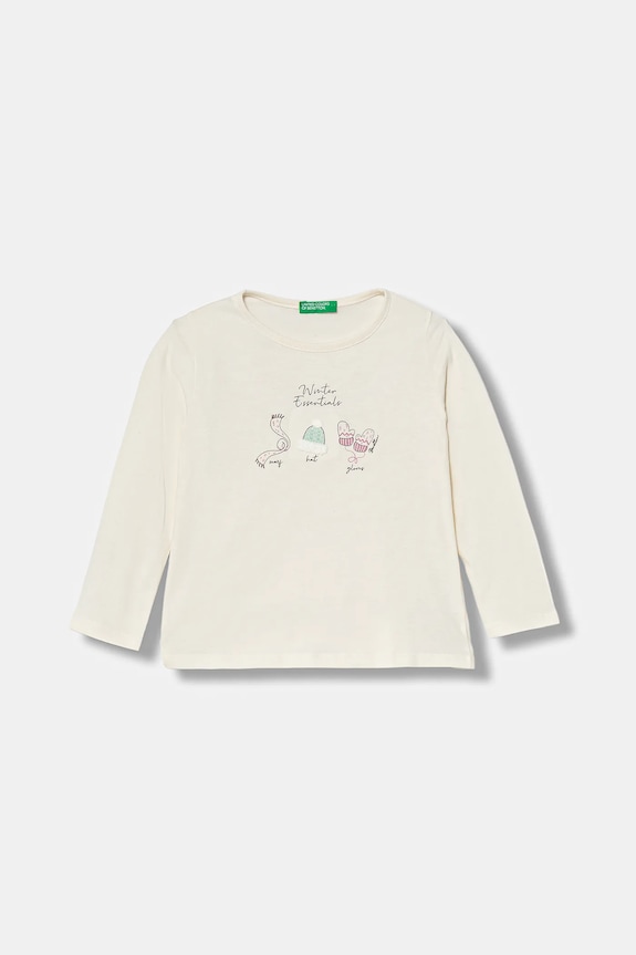 Dječja pamučna majica dugih rukava United Colors of Benetton pamuk bež 3ATNG10L8.P.Seasonal