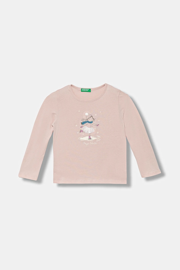 United Colors of Benetton gyerek pamut hosszú ujjú felső pamut rózsaszín 3ATNG10L8.P.Seasonal