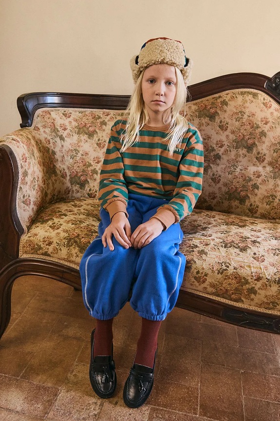 Tinycottons longsleeve in cotone bambino/a STRIPES SLEEVE KNIT TEE cotone verde AW25.019