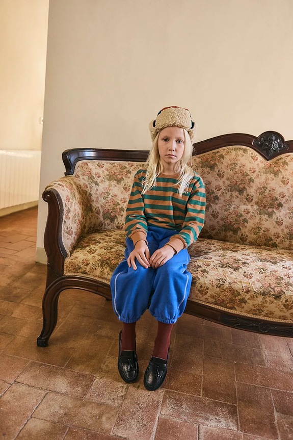 Tinycottons longsleeve in cotone bambino/a STRIPES SLEEVE KNIT TEE verde AW25.019