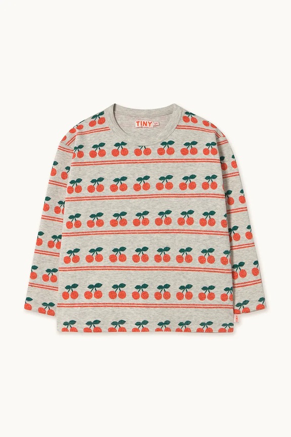 Tinycottons longsleeve in cotone bambino/a CHERRY PATTERN RIB TEE AW25.219 bianco AW25