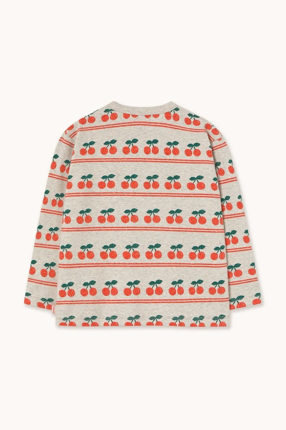 BIMBA Tinycottons longsleeve in cotone bambino/a CHERRY PATTERN RIB TEE AW25.219 bianco