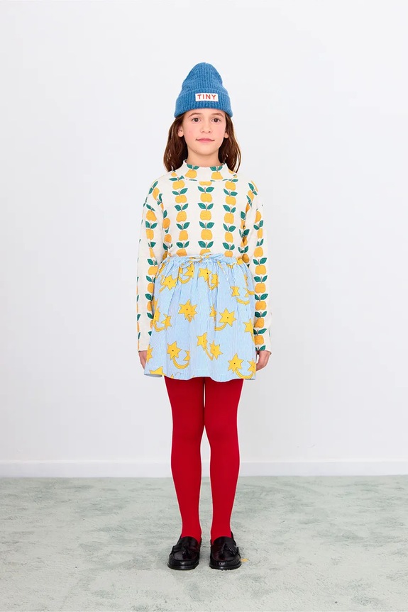 Dječja majica dugih rukava Tinycottons APPLES RIB MOCKNECK bež AW25.238
