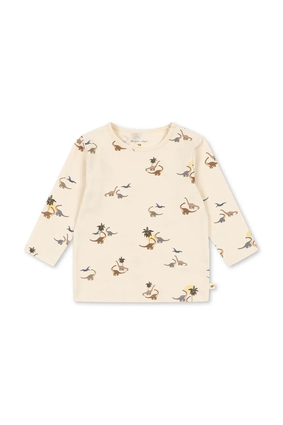 Kojenecké tričko s dlouhým rukávem Konges Sløjd BASIC BLOUSE GOTS s elastanem béžová KS103701.9BYA