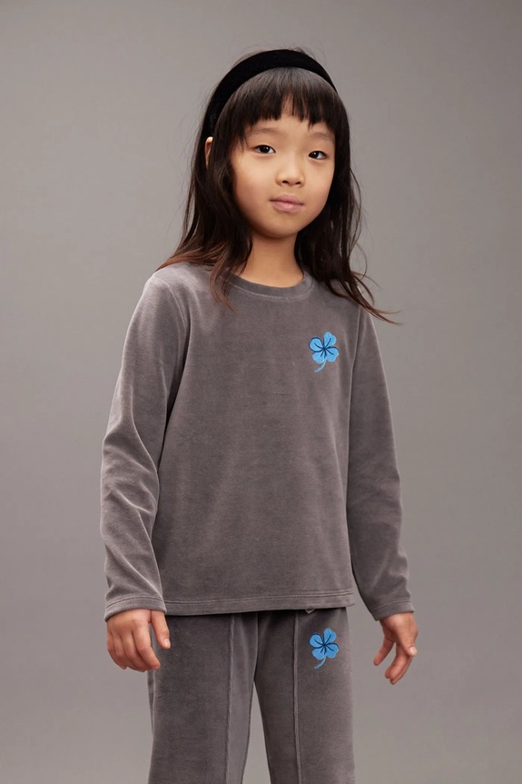 Dětské tričko s dlouhým rukávem Mini Rodini Clover kulatý šedá 25720113